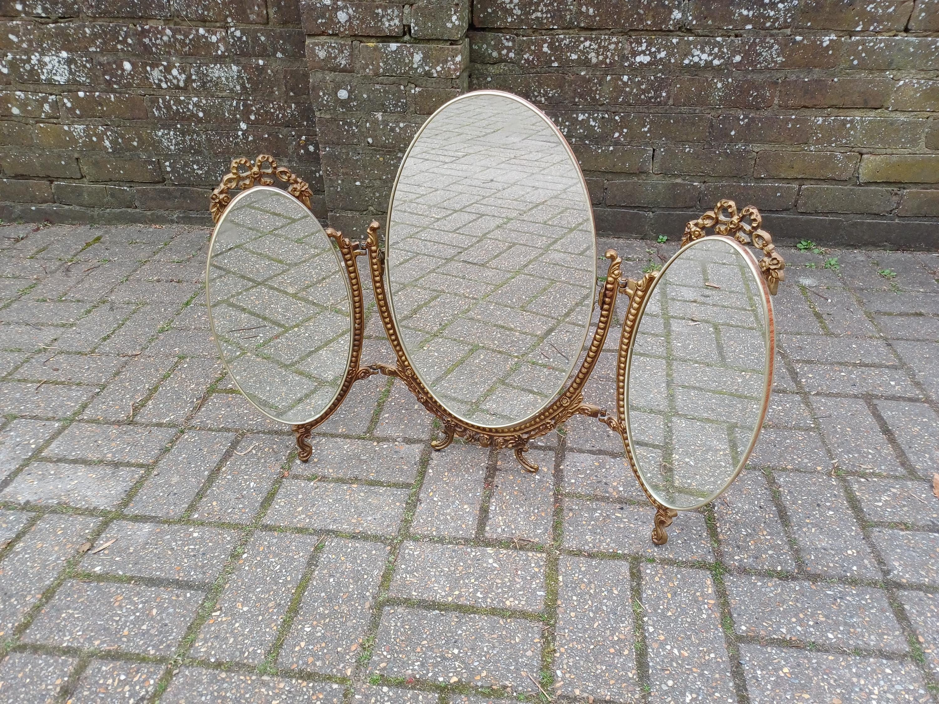 green emerald velvet dress Gold Triple Edge Foldable Table Mirror main image 1
