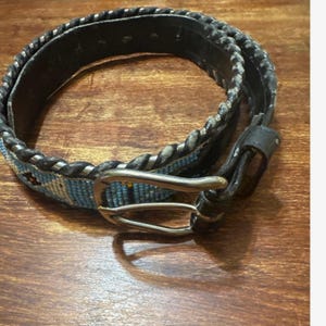 Whipstitch 90s Black Leather Belt Textural Vintage Suede Brass Hardware L 90 main image 2