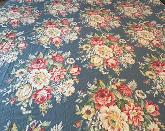 Vintage Ralph Lauren Kimberly King Bettbezug, blau mit Blumenmuster, Baumwolle, hergestellt in den USA