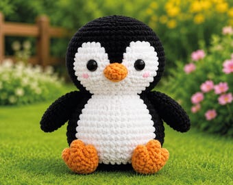 Virkat pingvin-amigurumimönster i PDF-format, nybörjarvänlig DIY-handledning för plyschleksaker, enkel digital nedladdning med låg sömnadskvalitet, söt presentidé till djur