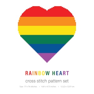 Rainbow Heart Cross Stitch Pattern: Beginner Friendly (Digital Download PDF)