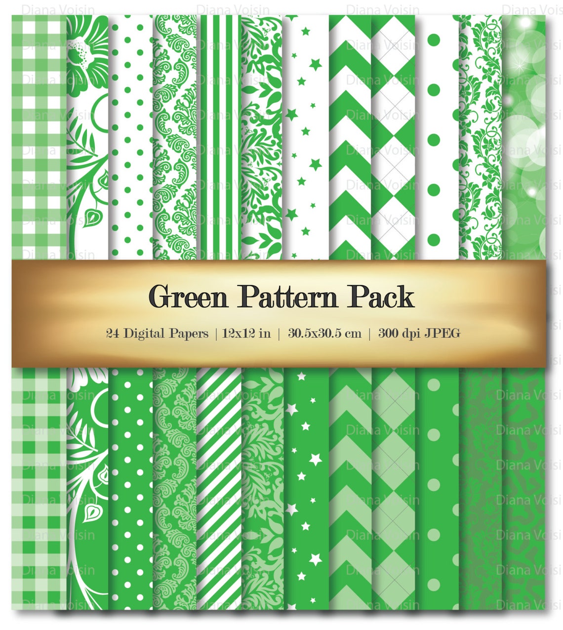 Green Digital Scrapbook Paper Digital Scrapbooking Paper Etsy UK