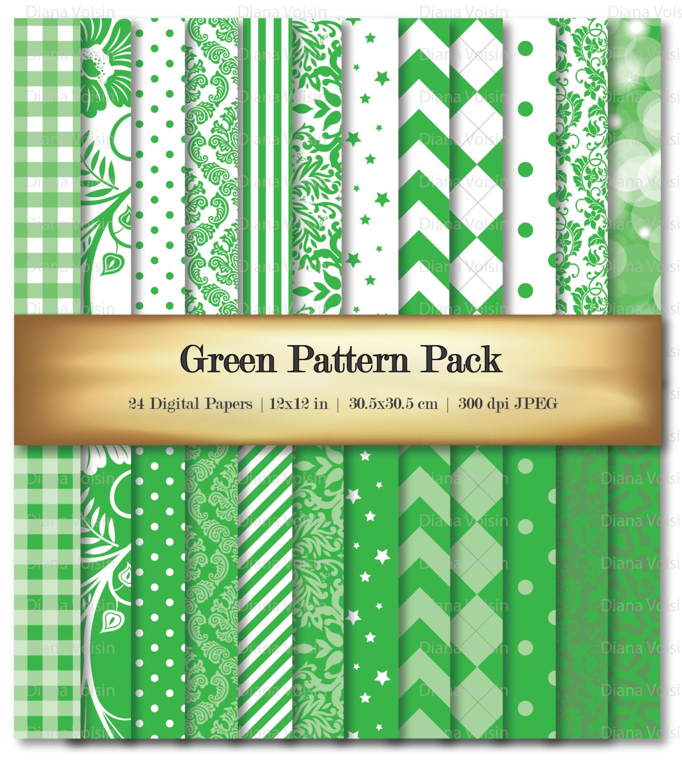 Green Digital Scrapbook Paper Digital Scrapbooking Paper Etsy UK