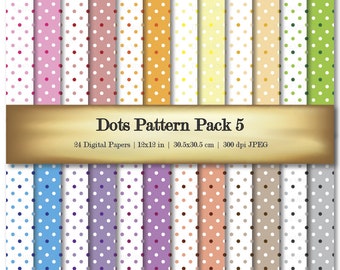 Pastel Polka Dot Digital Paper Digital Scrapbooking Paper in Pretty Color Patterns - Commercial Use OK