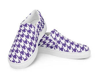 Lila und weiße Hahnentritt-karierte Damenschuhe