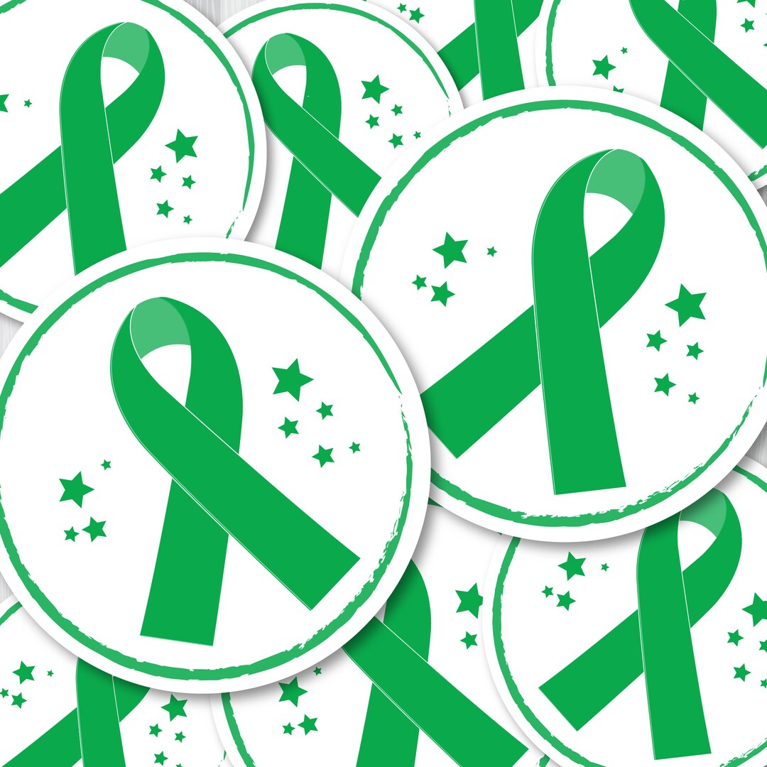 Green Ribbon Digital Stickers Awareness Ribbon PDF Sheet Green and