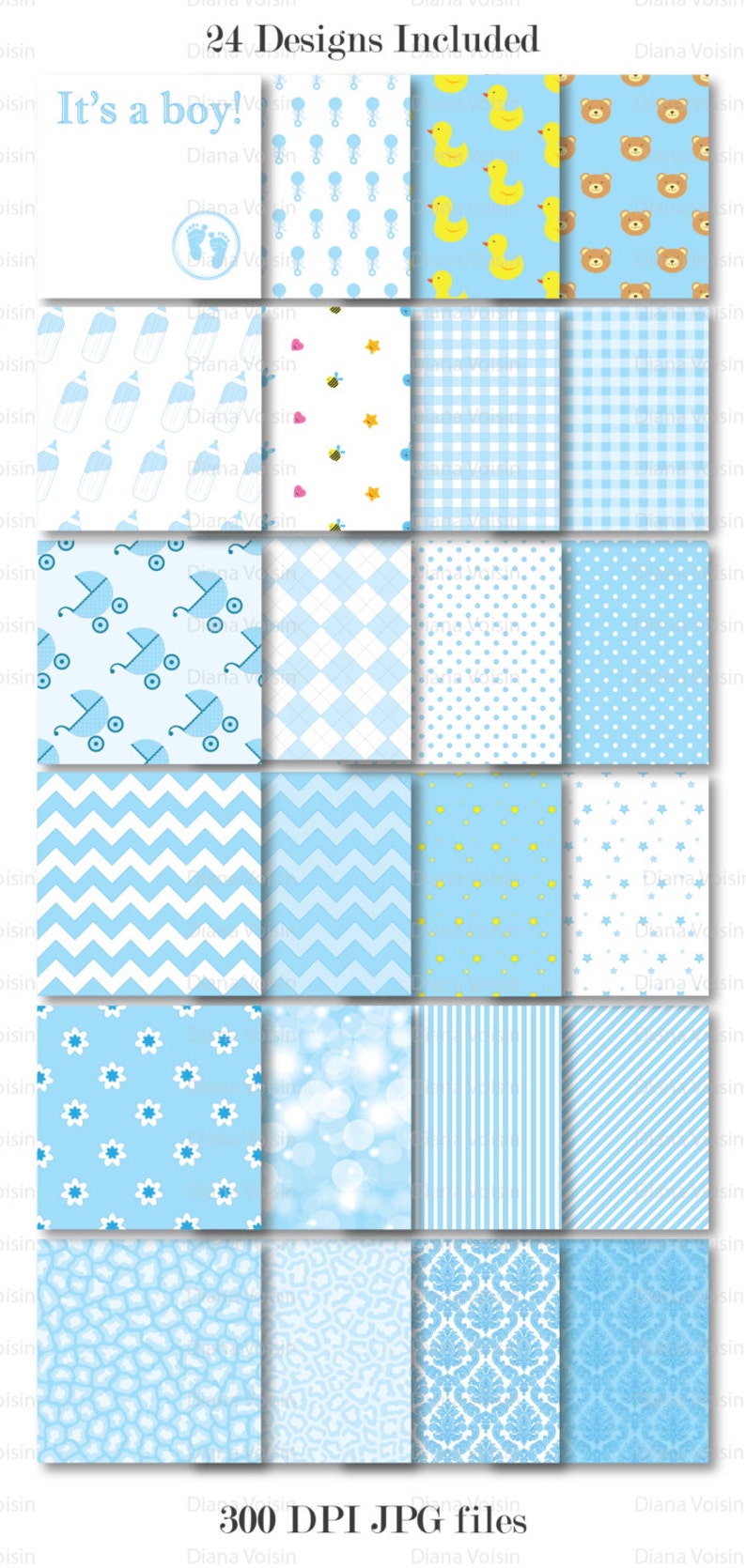 Digital Scrapbook Paper Baby Blue Digital Scrapbooking Paper Etsy