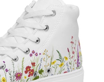 Colorful Wildflower Women’s high top canvas shoes
