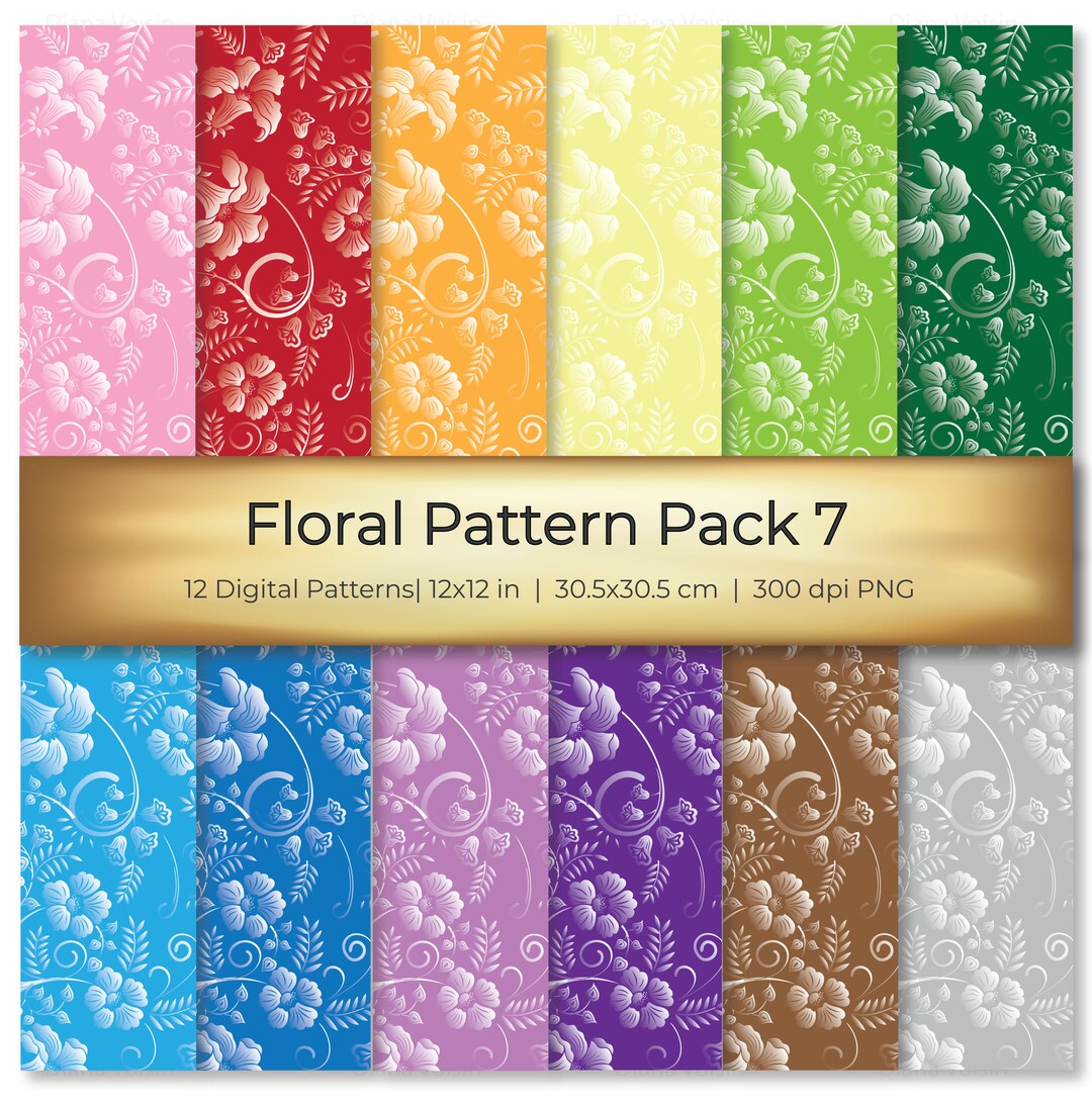 Floral Background Digital Paper Flower Pattern With Assorted Etsy
