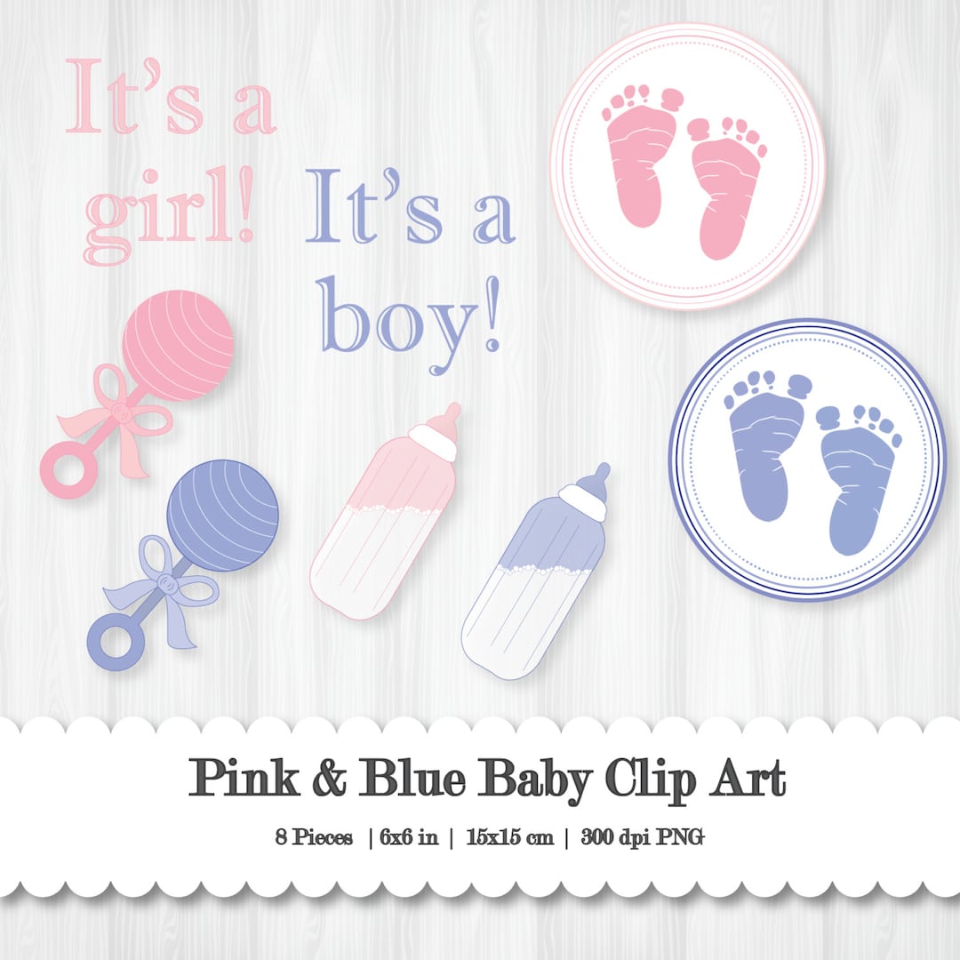 Digital Clip Art Baby Pink & Blue Digital Variety 8 Pack Commercial Use
