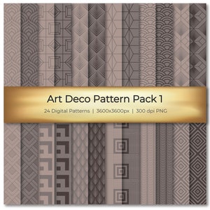 Seamless Art Deco Digital Scrapbook Paper Geometric Vintage Style Scrapbooking Paper Variety 24 Pack Patterns - Commercial Use OK