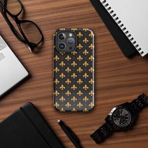 Black and Gold Fleur de Lis Tough Case for iPhone®