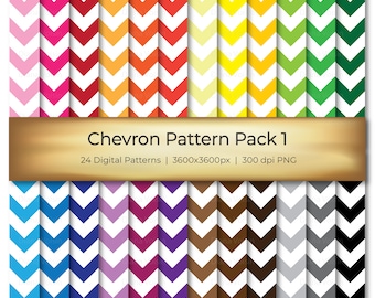 Seamless Chevron Pattern Pack - Digital Zigzag Scrapbook Paper in 24 Colors - Commercial Use OK