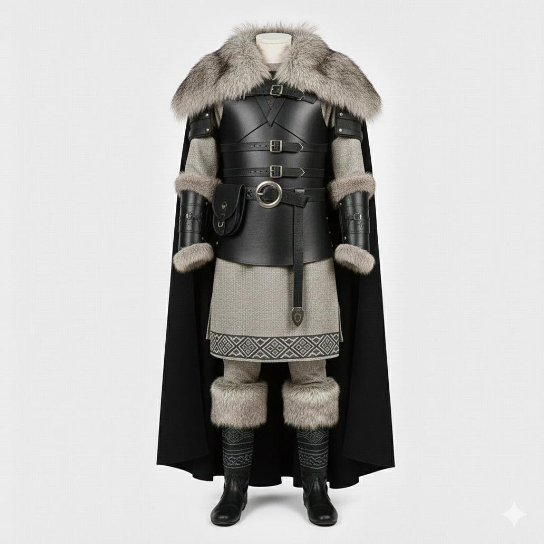 Viking Leather Armor Set With Fur | Nordic Warrior Cosplay Costume - Etsy