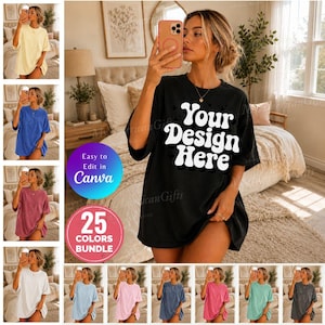 Comfort Colors 1717 25 Mockup Bundle Canva Template, Editable T-Shirt Mockup, POD Mockup Design, Shirt Mockup Canva, Copy paste Canva Mockup