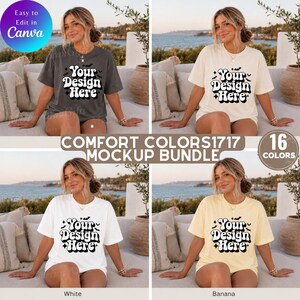 Comfort Colors 1717 16 Mockup Bundle Canva Template, Editable T-Shirt Mockup, POD Mockup Design, Shirt Mockup Canva, Copy paste Canva Mockup