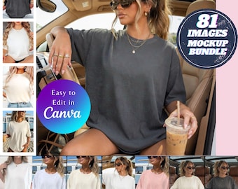 Comfort Colors 1717 81 Mockup Bundle Canva Template, Editable T-Shirt Mockup, POD Mockup Design, Shirt Mockup Canva, Copy paste Canva Mockup