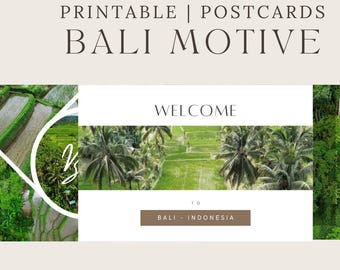 Ensemble de cartes postales de Bali (numériques) | 10 cartes PNG dans un fichier ZIP | Images de voyage à imprimer pour journal intime, décoration et téléchargement