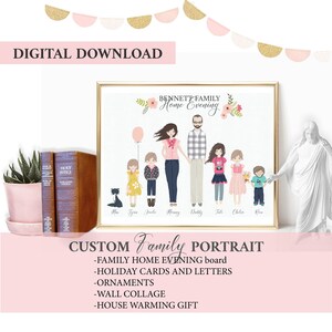 Custom Digital Portrait Illustration or Family Home Evening FHE board
