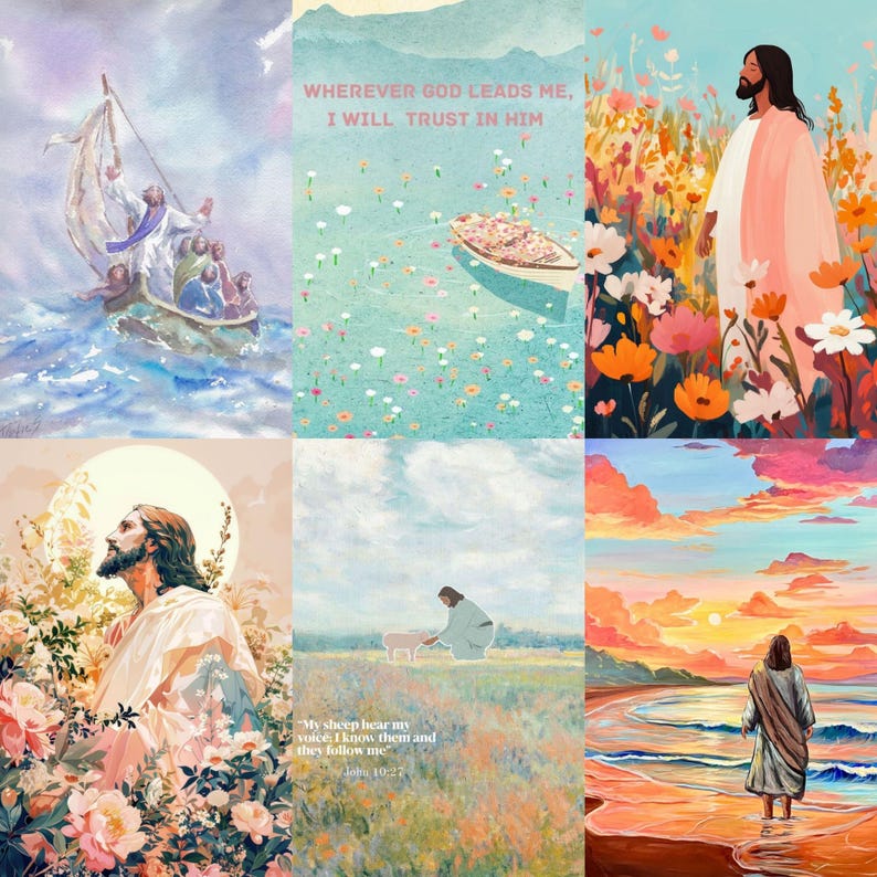 70PCS Summer Bible Verse Wall Collage Kit, Beachy Faith Art Prints ...