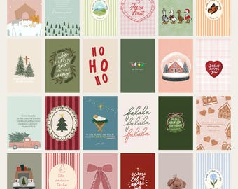 クリスマス聖句ウォールコラージュキット（70ピース）、聖書信仰ホリデーデコレーション（デジタルダウンロード）