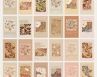 70PCS Boho Botanical Bible Verse Wall Collage Kit, Neutral Scripture Prints (Digital Download)