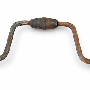 Vintage Hand Drill Brace Antique Carpenter Woodworking Tool Rusty Hand Crank Drill Collectible