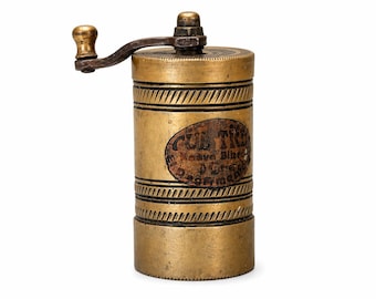 Molinillo de pimienta de latón antiguo – Manivela – Molino de especias antiguo – Coleccionable / Decoración