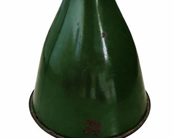 Vintage Green Enamel Lampshade, Industrial Metal Light Shade, Retro Factory Lamp, Rustic Lighting