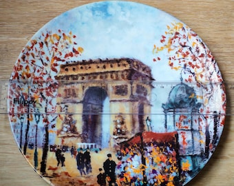 Vintage Limoges France Collector Plate – L’Arc de Triomphe by Louis Dali, Limited Edition with Certificate, Paris Wall Decor