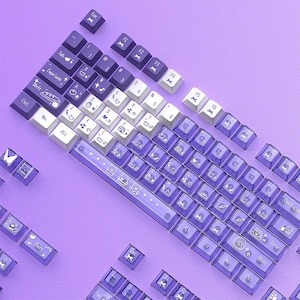 153 Tasten Lila Transparent Tastenkappen PBT + PC Cherry Profil Dye Sub Mechanische Tastatur Tastenkappen für Gaming, RGB & Custom Einstellung