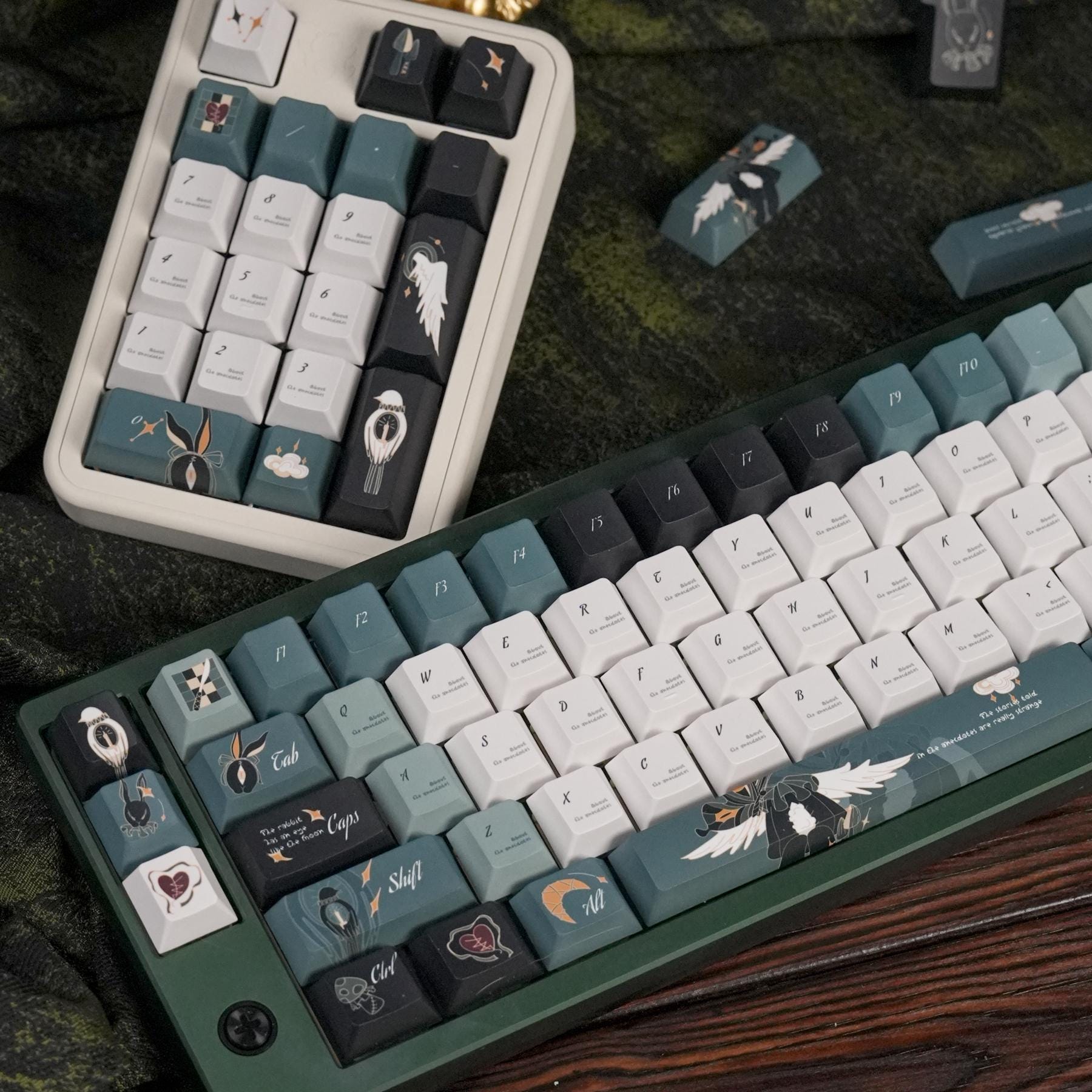 Tree Design Keycaps Strange Forest Cherry Profile Keycaps – Dark Green PBT Dye Sub Set (138 ...