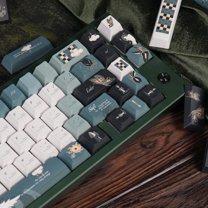 Tree Design Keycaps Strange Forest Cherry Profile Keycaps – Dark Green PBT Dye Sub Set (138 ...