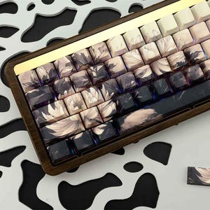 131 toetsen bruine chrysant bloementoetsen - PBT Cherry Profile RGB Shine Through Side Print Keyboard Caps voor MX Switch