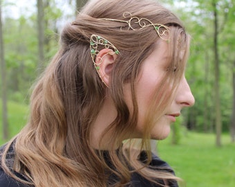 High Elf Ear Cuffs: Gold Wire & Crystal Elven Jewelry