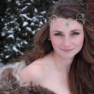 Elven Crown - Renaissance Circlet - Medieval Crown -  Wire Forehead Tiara - Viking Princess Crown - Blue Jewel Tiara