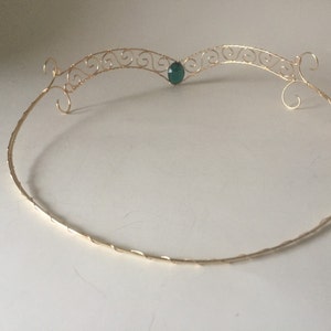 Emerald Crystal Forehead Tiara Jewel Crown Elven Circlet, Elven Tiara, Medieval Circlet, Crystal Crown image 7