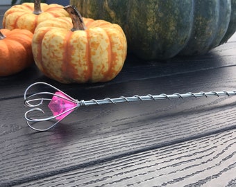 Pink Jewel Fairy Wand: Handcrafted Copper Princess Scepter