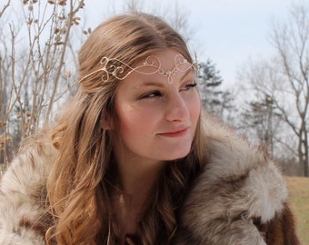 Gold Elven Tiara: Wire Elf Circlet with Swarovski Crystals