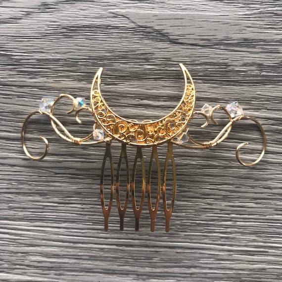 Moon Comb Crescent Hair Accessory Celestial Hair Piece Bridal Comb Etsy UK