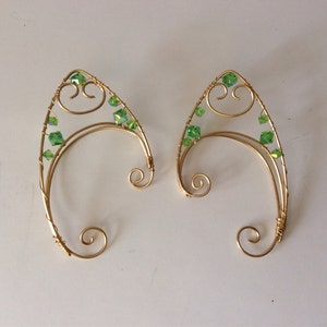 Green Fairy Ears Elfin cuffs Pointy Earring Ear jewelry image 5