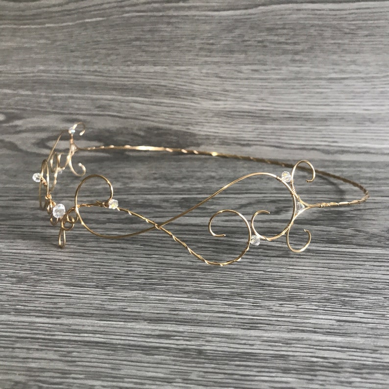 Gold Elven Tiara Wire Elf Crown Forehead Crown Regal Renaissance Crown Fairy Princess Bridal Circlet image 8