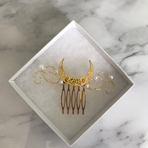 Moon Comb Crescent Hair Accessory with pearls image 3