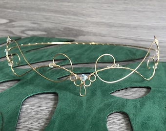 Crystal Bridal Forehead Circlet: Wire Wrapped Boho Wedding Headpiece