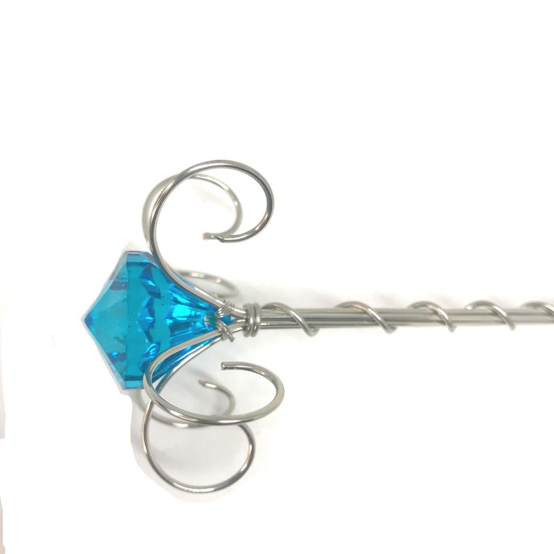 Blue Jewel Fairy Wand Princess Scepter Crystal Sceptre Little Girl Gift Godmother image 4