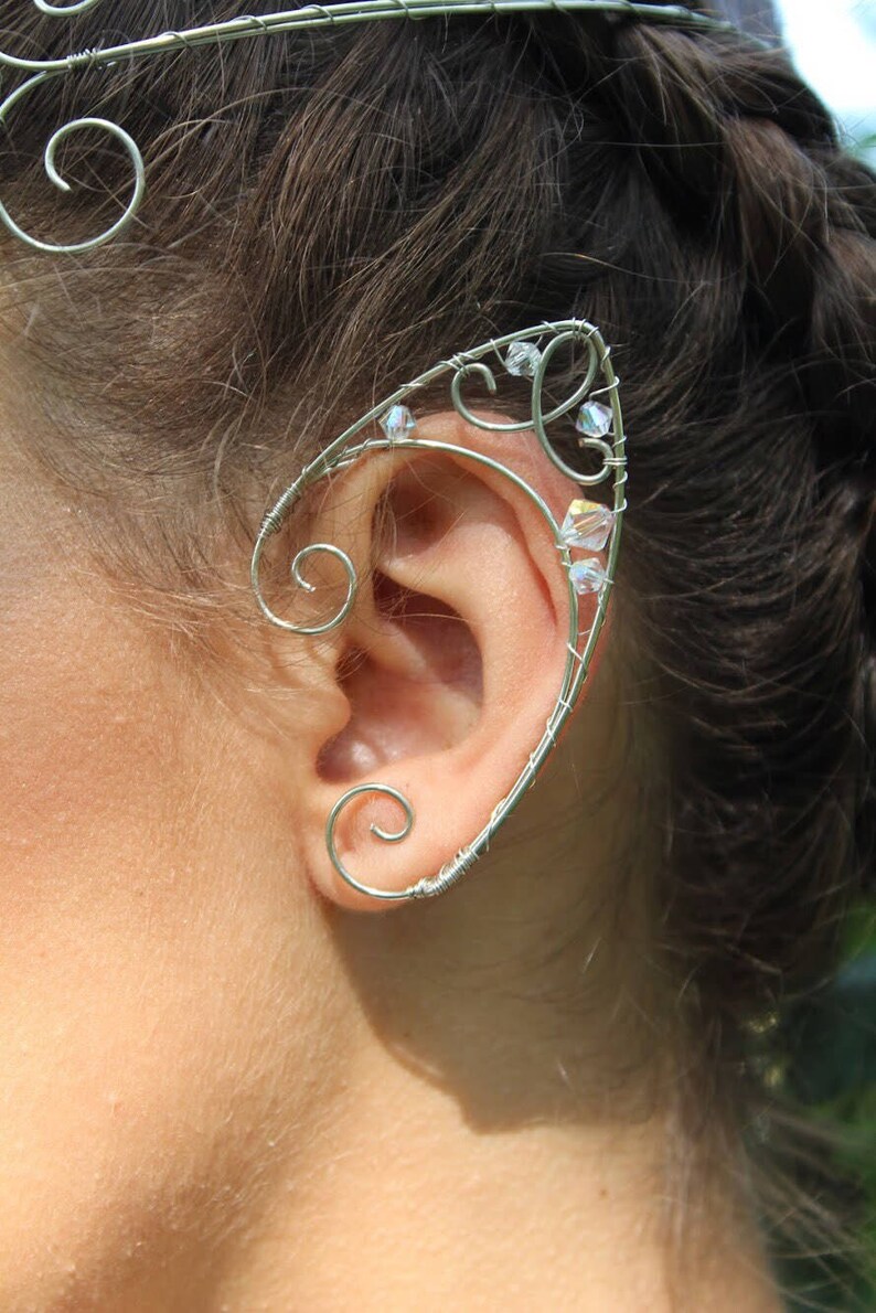 Elven Ear Cuff Fairy Ears Silver Ear Cuff image 1