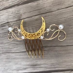 Moon Comb Crescent Hair Accessory with pearls image 2