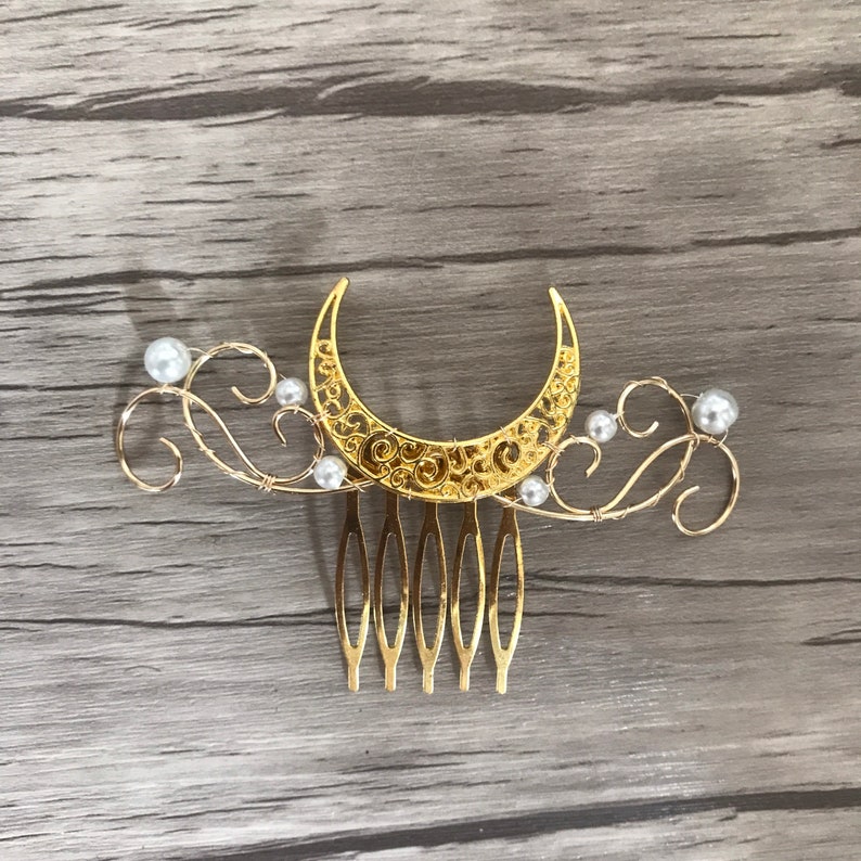Moon Comb Crescent Hair Accessory with pearls image 7