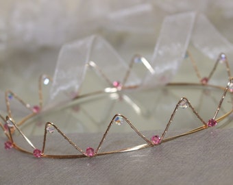 Pink Crystal Princess Crown: Fairytale Bridal Tiara