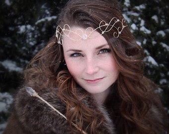Elfin Circlet - Renaissance Medieval Crown - Princess Forehead Tiara - Bridal Diadem